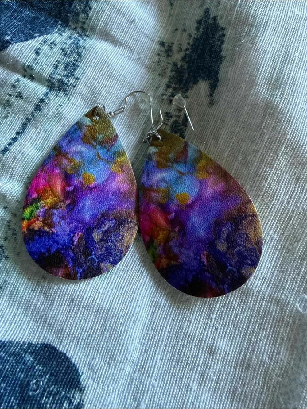 Handcrafted Purple Multicolor Teardrop Earrings